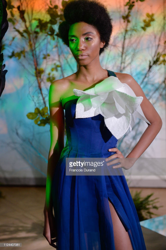 PARIS, FRANCE - JANUARY 22: A model wearing Gyunel design during Gyunel presentation at the Ritz Hotel on January 22, 2019 in Paris, France. (Photo by Francois Durand/Getty Images For Gyunel)