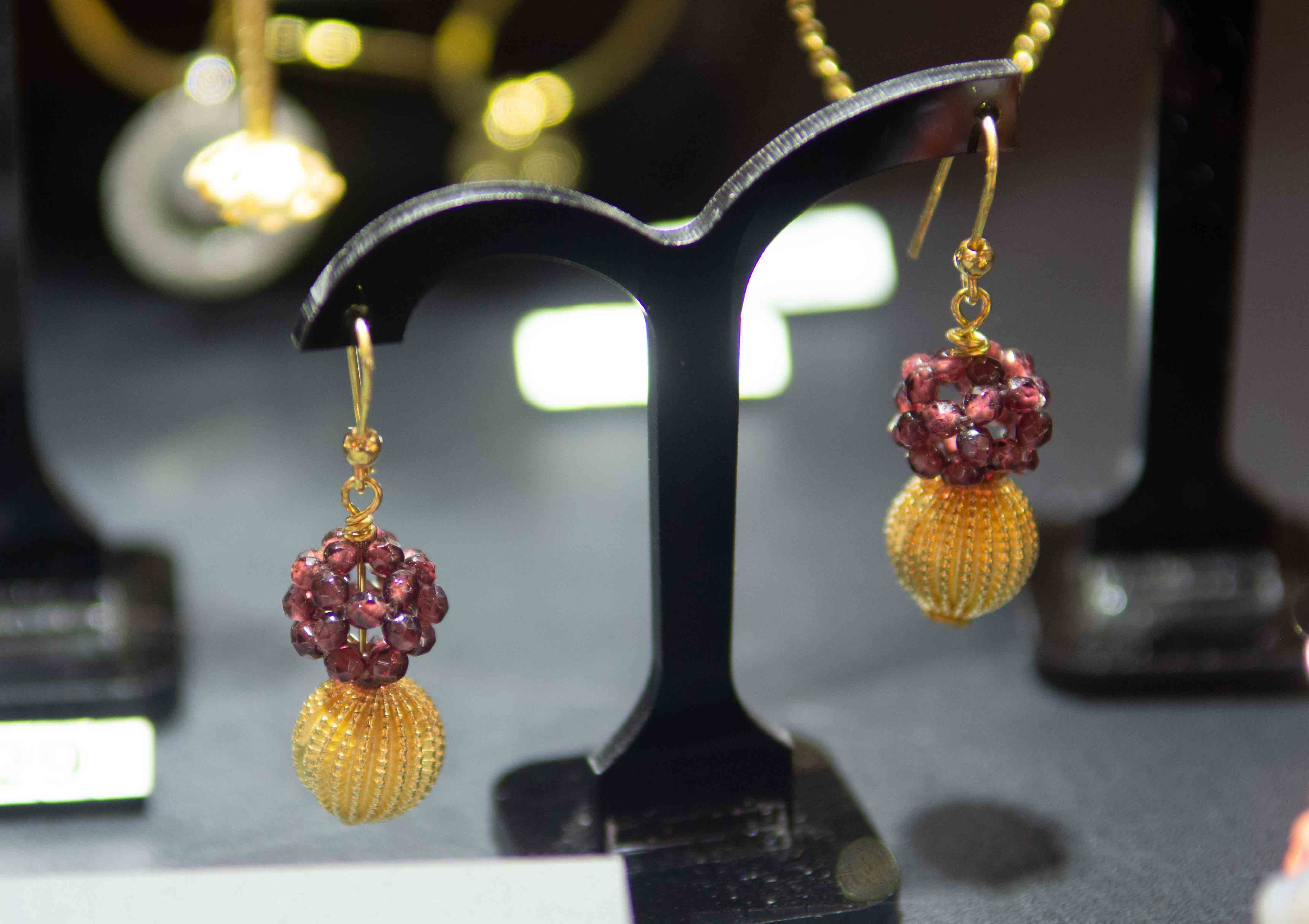 Kohatu-Petros-gold-vermeil-and-garnet-earrings