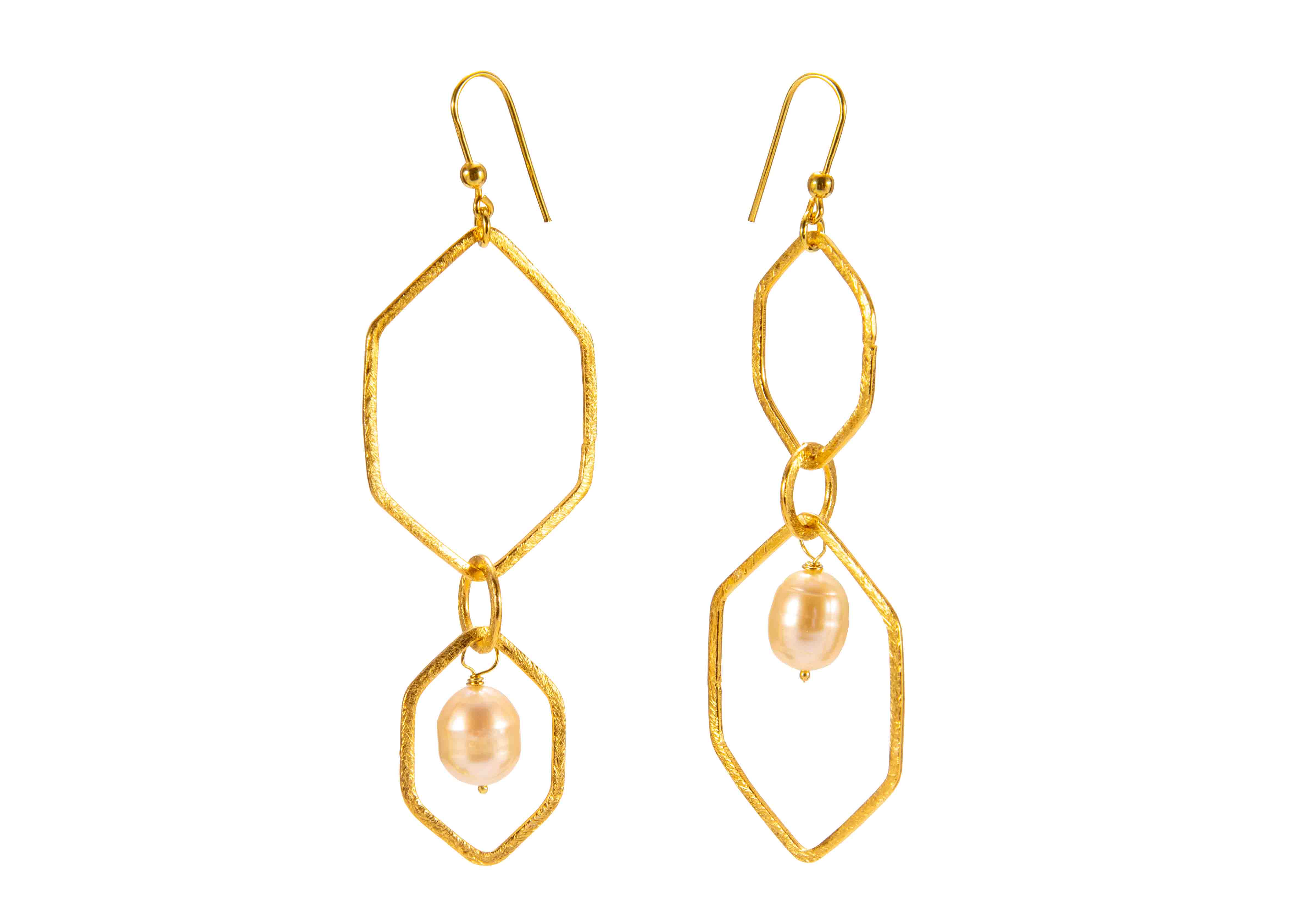 Kohatu-Petros-gold-vermeil-and-pearl-Hex-earrings